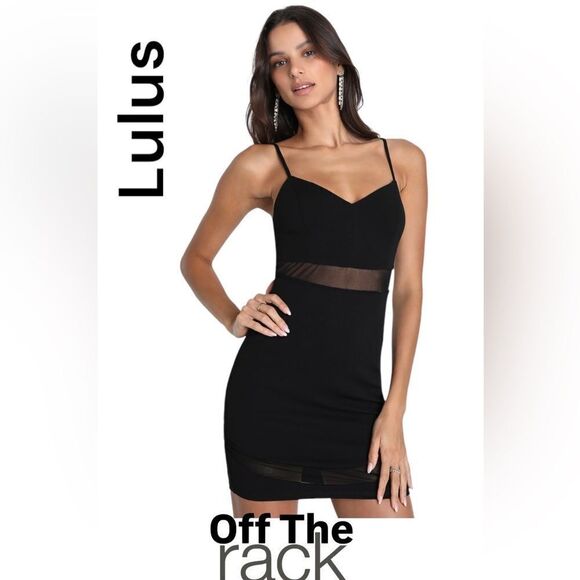 Lulus Party Aesthetic Black Mesh Sleeveless Bodycon Mini Dress‎ Sz M - Picture 1 of 9
